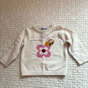 Jacadi Cream Sweater with Bee and Flower Design - 12m